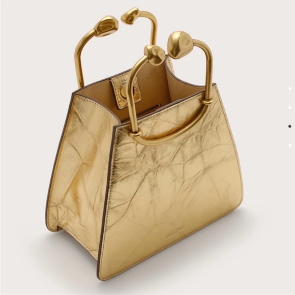 NEW Cult Gaia Maxine Bag Gold Brass Leather - Picture 3 of 9